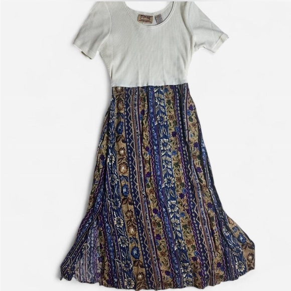 Vintage Studio Ease Maxi Dress Thermal Waffle Knit Top Boho Art Cottage NWT Sz16 - Picture 1 of 15